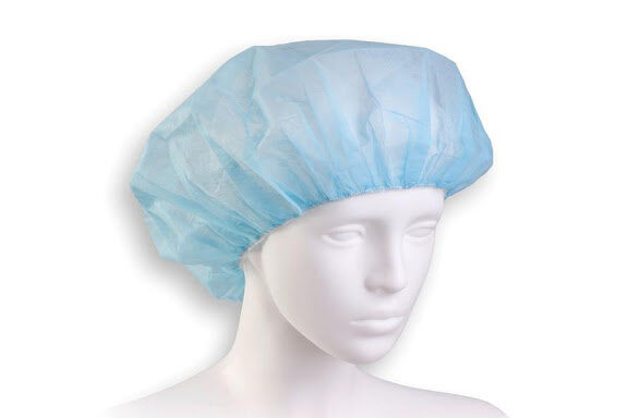 czepek jednorazowy beret kosmetyczny niebieski manekin