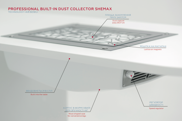 SheMax Smart V-Pro pochłaniacz pyłu do zabudowy - biały 2